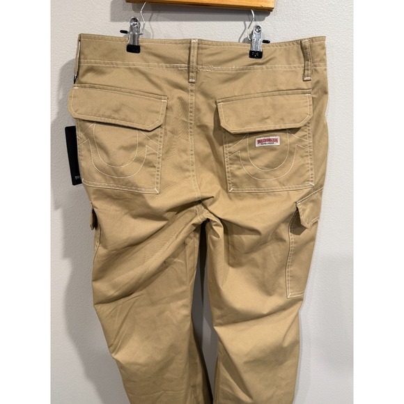 True Religion Cargo Pants Men's 32 Travertine Cotton Relaxed Fit Utility Pockets - Picture 9 of 11